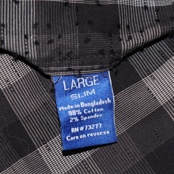 *Apt.9 Men's  Slim Fit Black & Gray Short Sleeve  Button Down Shirt - Picture 9 of 11